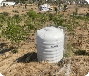 Water storage tank installed for irrigation in dry land